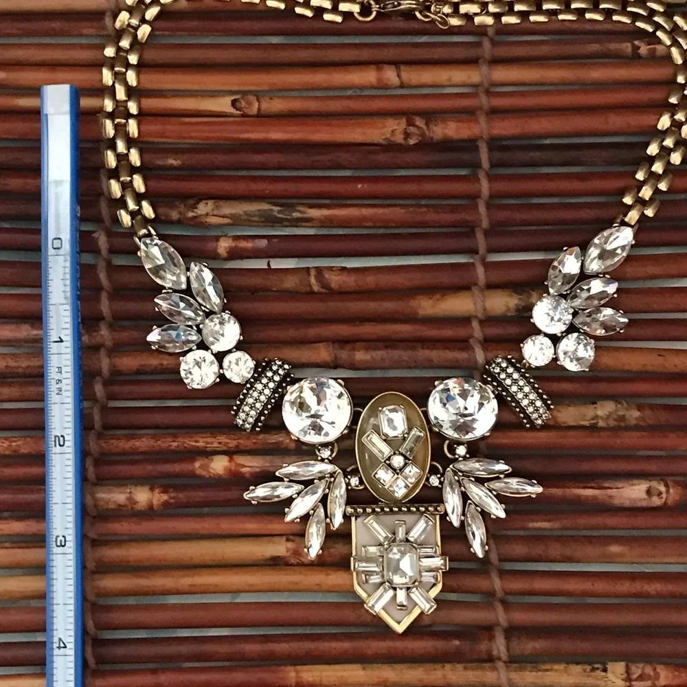 J Crew Rhinestone & Resin Stunner Statement Necklace